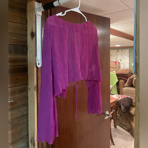 Urban Outfitters Grape/Reis Sheer Top with tie back - Picture 1 of 4
